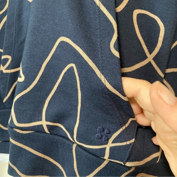 New Sweaty Betty After Class Navy Abstract Lines Cotton Relaxed Hoodie Size XS - Picture 5 of 9